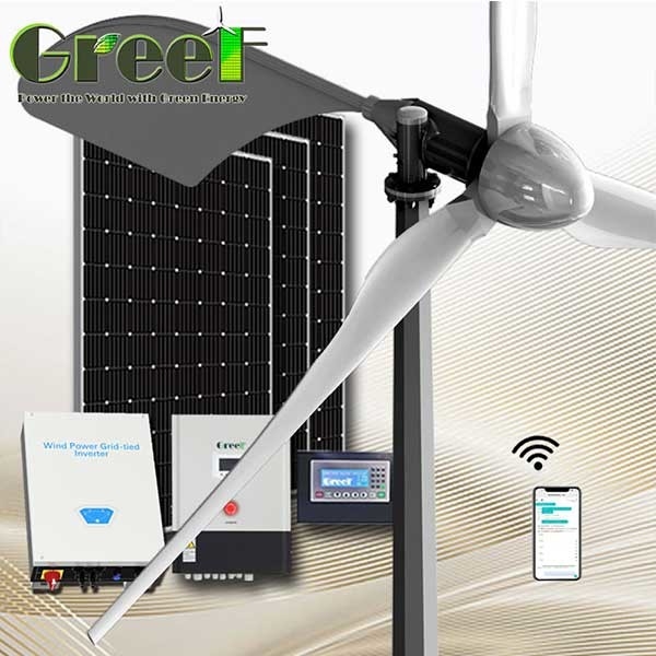 Łatwa instalacja Generator turbin wiatrowych o poziomej osi AC Solar Hybrid System 5KW