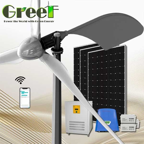 Łatwa instalacja Generator turbin wiatrowych o poziomej osi AC Solar Hybrid System 5KW