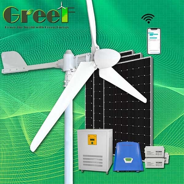 Instalacja na dachu Wind Speed ​​Grid Tie Solar Hybrid Wind Turbine System 2KW
