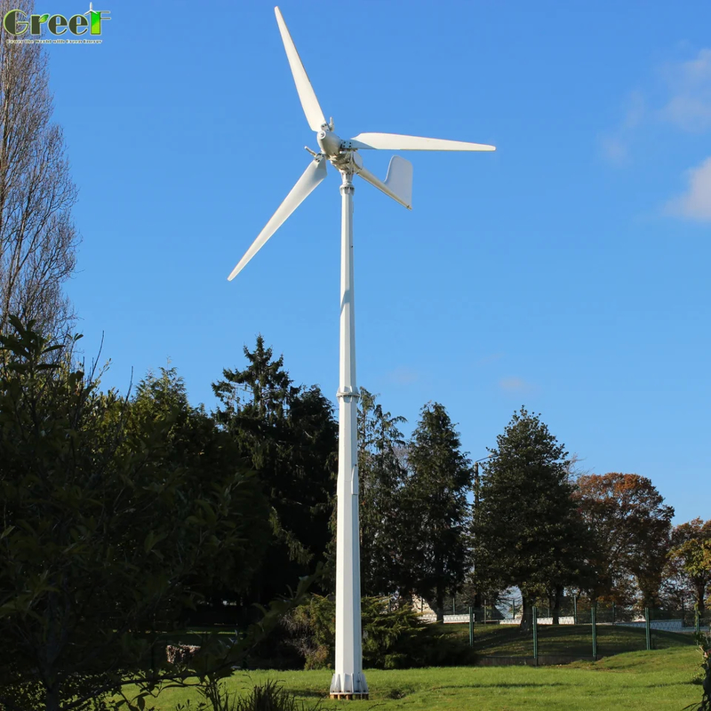Turbina wiatrowa z kontrolą odchylenia i skoku wiatru, z trójfazowym generatorem prądu przemiennego z magnesami trwałymi, 5kW, wysoka wydajność wytwarzania energii