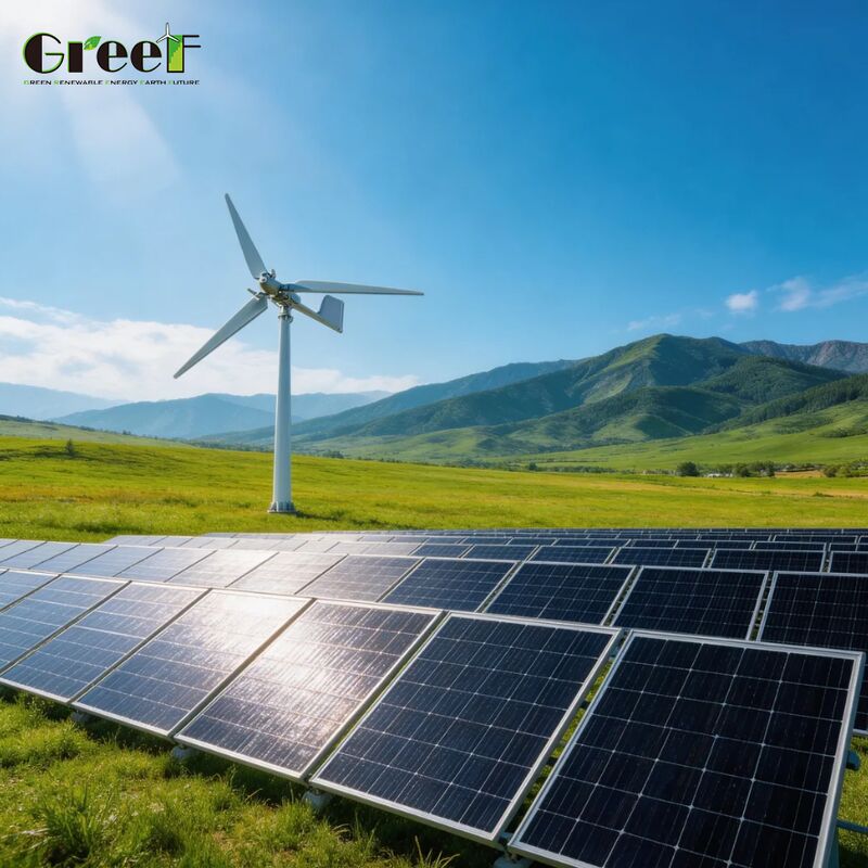 Hybrydowy system wiatrowo-słoneczny z montażem naziemnym, z pomiarem netto, ochroną IP66 i baterią Lifepo4 dla rozwiązań energetycznych na dużą skalę