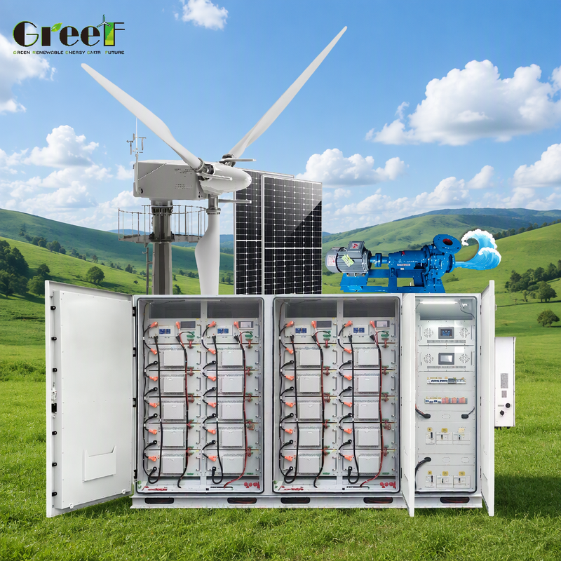 100-3000kW Hybrydowy system słoneczny i Hybrydowy system słoneczny wiatrowy z baterią litową LiFePO4 i stopniem ochrony IP65